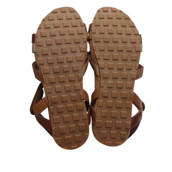 Walking Cradles Karen Brown Leather Open Toe Strappy Wedge Heel Sandals Womens 7 - Picture 10 of 13